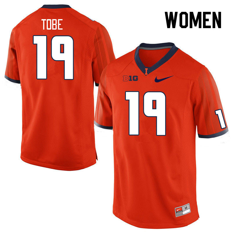 Women #19 Zachary Tobe Illinois Fighting Illini College Football Jerseys Stitched Sale-Orange